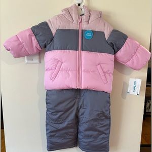 Carters Baby/Toddler  Girls 2 Piece Gray/Pink Snowsuit NWT Sizes 12M & 2…